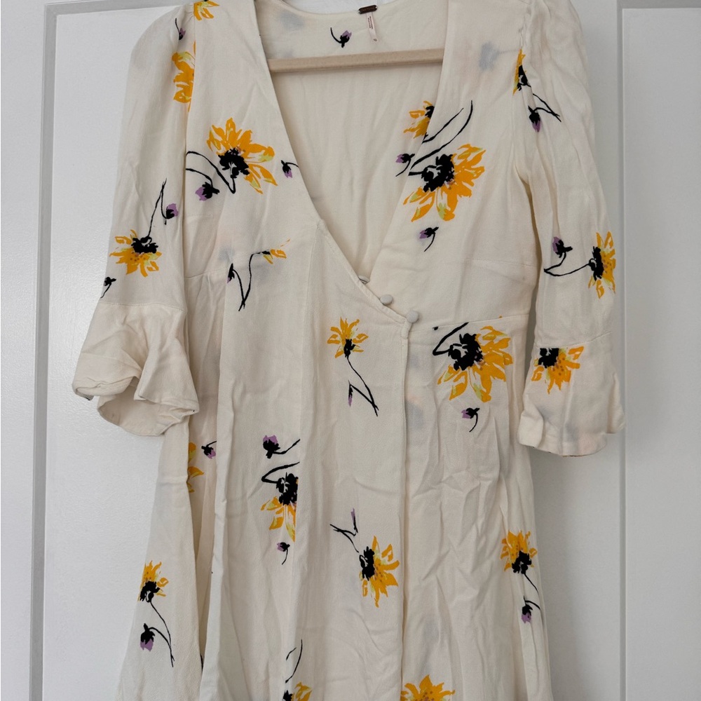 Free People Cream Dress with Yellow Floral Design